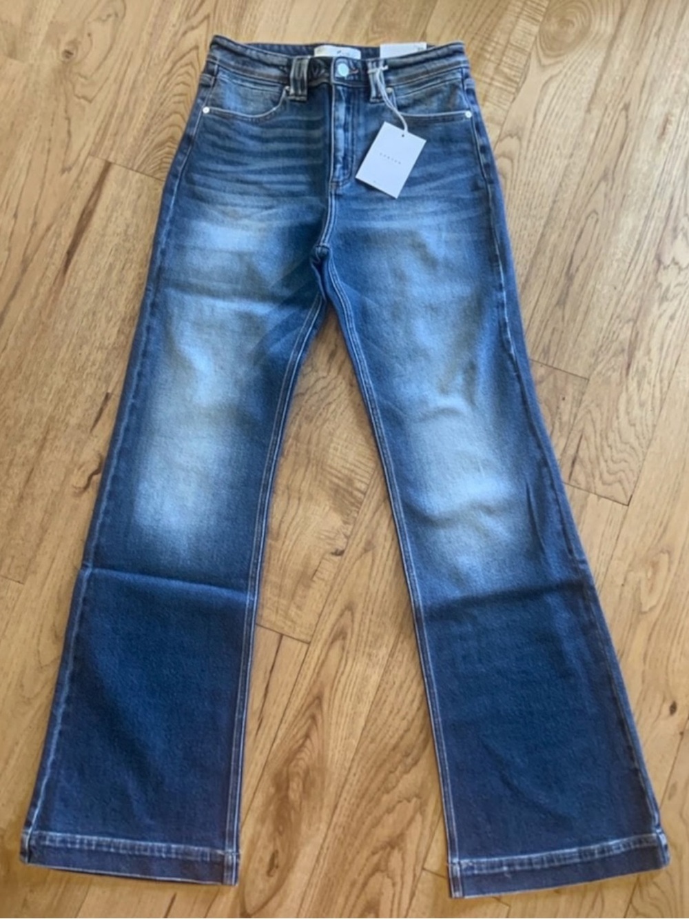 NEW Kancan High Rise Wide Leg Flare Hem Jeans Dark Women’s Size 26 NWT - Picture 6 of 14